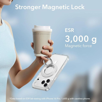Mbajtëse magnetike telefoni ESR Halolock 360 MagSafe, me unazë që rrotullohet, e bardhë