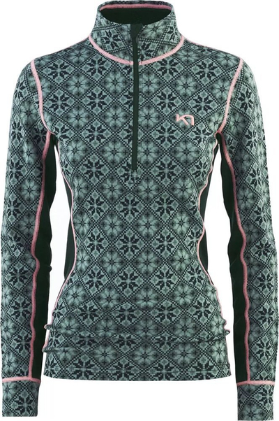 Bluzë termike për goca Kari Traa Rose Half Zip, me mëngë të gjata, masa M, jeshile