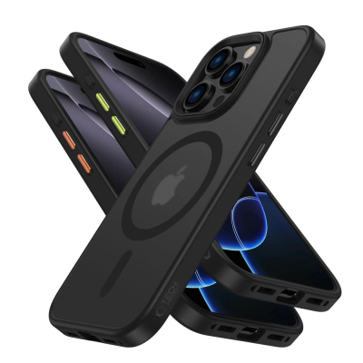 Заштитна маска Tech-Protect Magmat XT за iPhone 16 Pro Max, MagSafe, TPU и поликарбонат, црна