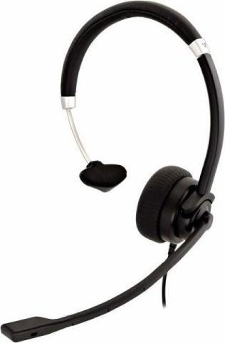 Kufje mono V7 Deluxe, USB, me mikro boom, të zeza