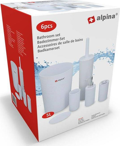 Set banjoje Alpina, 6 pjesë, plastikë, i bardhë