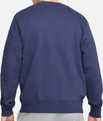 Bluze Nike Retro Swoosh Logo, pambuk i trashë, pa kapuç, blu navy me të kuqe