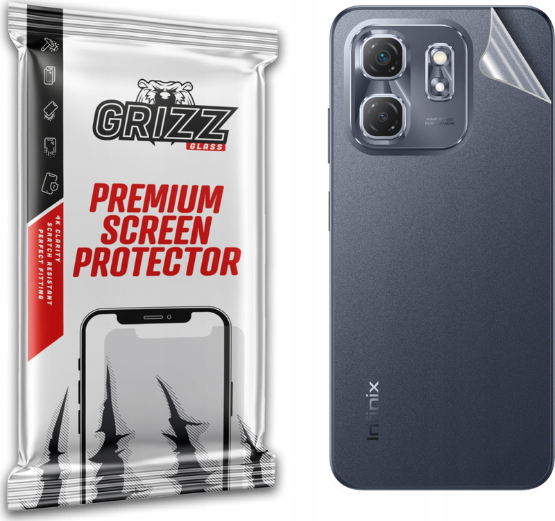 Folie mbrojtëse për pjesën e pasme Grizz SatinSkin për Infinix Hot 50i, transparente