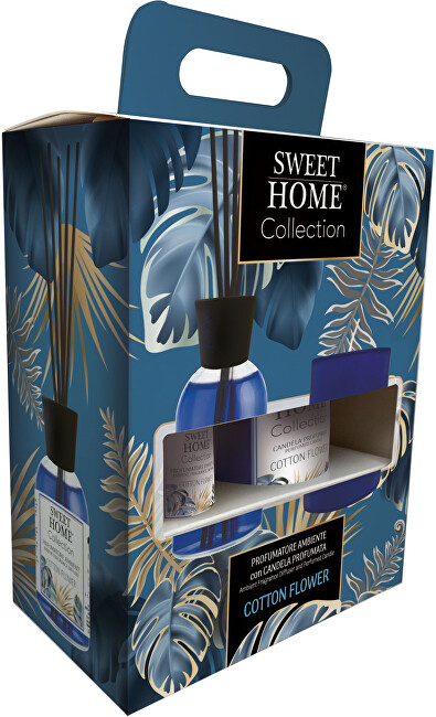 Set dhuratë Sweet Home Collection Cotton Flower, shpërndarës aromatik 100 ml + qiri aromatik 110 g