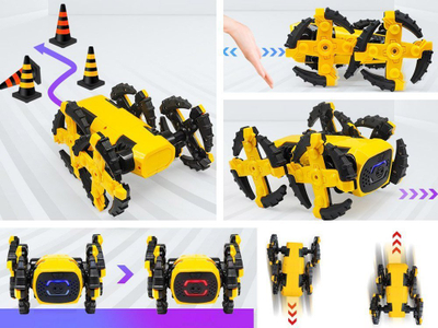Lodër robotike Robodog ZA4374, model për montim, kontroll me gjeste, e verdhë e zezë