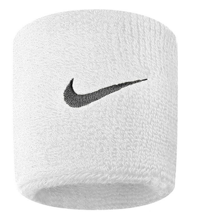 Byzylyk sportiv Nike Swoosh Wristband, set 2 copë, i bardhë e zi