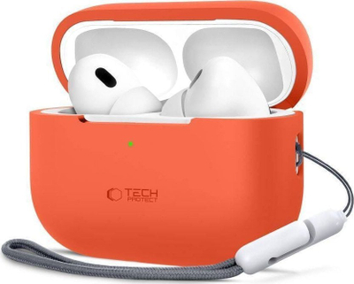 Mbulesë silikoni Tech-Protect për Apple AirPods Pro 1 2, me varëse, portokalli neon