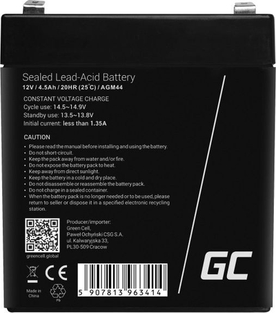 Bateri Green Cell AGM VRLA 12V 4.5Ah