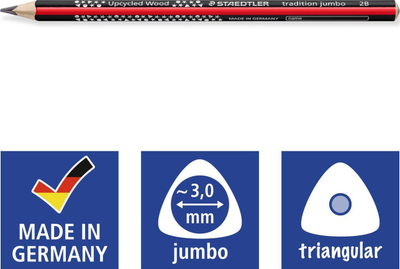 Laps shkrimi Staedtler Jumbo HB, trekëndësh, set me 2 copë, i kuq me zi