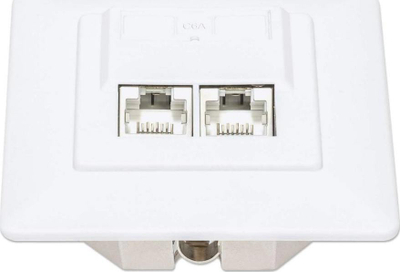 Prizë murale rrjeti Intellinet 2-Port, Cat6a 10G, e mbrojtur, e bardhë