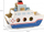 Lodër druri Viga Ferry Ship, traget me makina dhe figura, shumëngjyrëshe