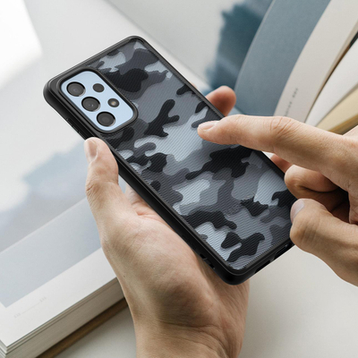 Kapak telefoni Ringke Fusion Matte për Samsung Galaxy A73, xhel TPU, gjysmë transparent mat, i zi