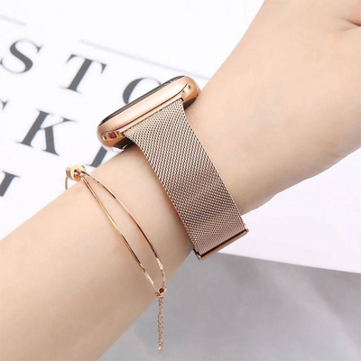 Rrip për orë inteligjente Tech‑Protect Thin Milanese për Apple Watch 4 5 6, çelik inox, magnetik, rozë gold