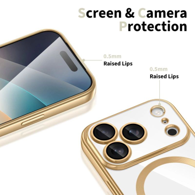 Kapak telefoni Tech-Protect MagFlex për iPhone 17 Pro Max, MagSafe, i tejdukshëm, ngjyrë ari