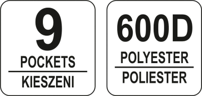 Çantë veglash Yato YT-74371, 12", 9 xhepa, e zezë