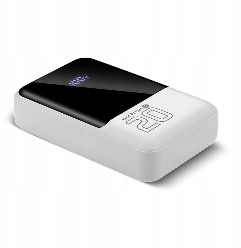 Powerbank EverActive Energy Bank EB-20Q, 20000mAh, karikim i shpejtë, i bardhë e zi