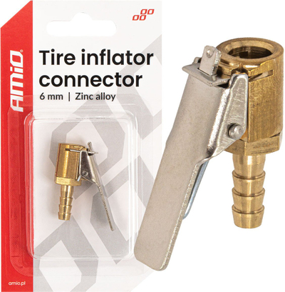 Adapter për fry çaçkash AMIO 04493, lidhës 6 mm, aliazh zinku, ngjyrë argjendi