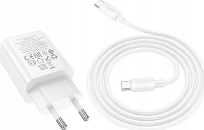 Karikues muri Hoco N60, 20W PD QC, USB C me kabllo Type C në Type C, i bardhë