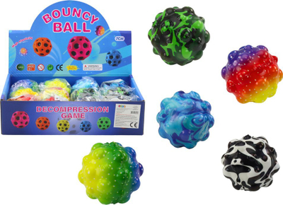 Top lodër Kneading and Bouncing Ball with Studs, 6.5cm, me gunga, shumëngjyrësh