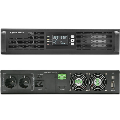 UPS për rack Qoltec Zlon, 2KVA 2000W, Power Factor 1.0, i zi