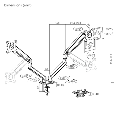 Mbajtëse monitori Brateck LDT63-C024, levizëse, 17"-32", 9 kg