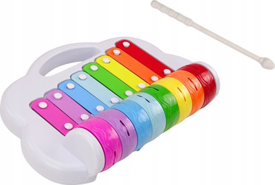 Xilofon lodër Rainbow Xylophone, 8 taste, me shkop, shumëngjyrësh