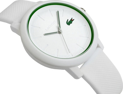 Orë dore Lacoste 12.12, 42mm, mban ujë deri 50m, e bardhë