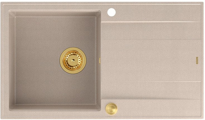 Lavaman kuzhine Quadron Evan 111, 1 tas, 86x50x21cm, granit Beige me sifon të artë