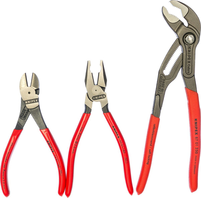 Сет клешти Книпекс 00 20 10 Power Set, 3 парчиња, рачки против лизгање, црвено