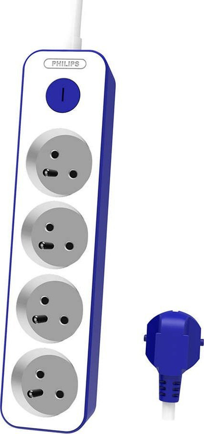 Zgjatues elektrik Philips Power Multiplier, 1.5m, 4 priza Schuko, i bardhë e kaltër