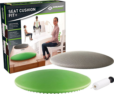 Jastëk për karrige Schildkröt Seat Cushion Fit+, diametër 340 mm, PVC/poliester, i gjelbër / hirtë