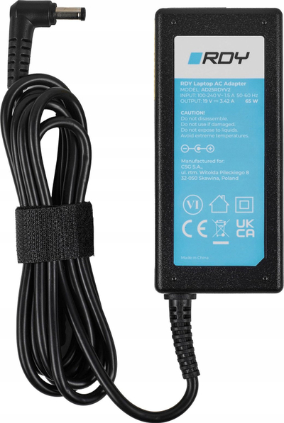 Karikues laptopi Green Cell RDY AD25RDYV2, 65W 19V 3.42A, prizë 5.5 x 2.5mm, i zi
