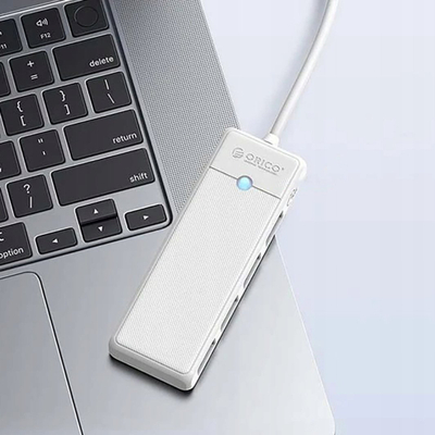 HUB USB Orico PAPW4A-C3, 4 porte USB-A 3.0, USB-C, 1.8m, i bardhë