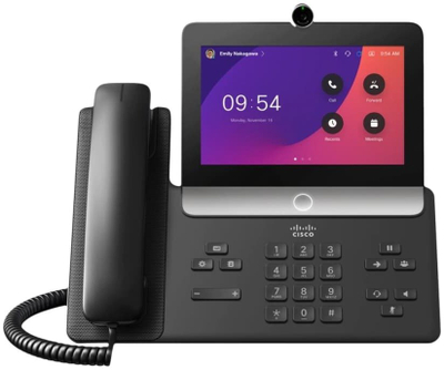 Telefon biznesi me video Cisco 8875, ekran me prekje, kamera e integruar, i zi