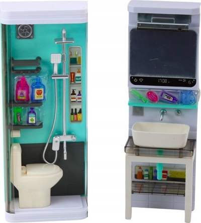 Сет играчка бања 4 во 1 Bathroom Play Set, со аксесоари, 35x26x8cm, шарен