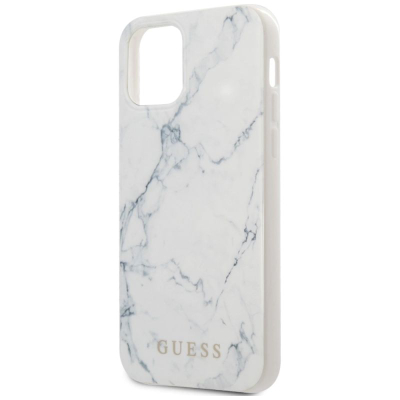 Kuti mbrojtëse Guess Marble për iPhone 12 mini, hard case, e bardhë