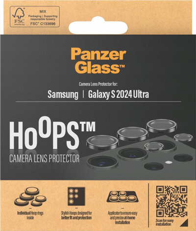 Mbrojtës kamere PanzerGlass Hoops për Samsung Galaxy S24 Ultra, set rrathësh, i zi