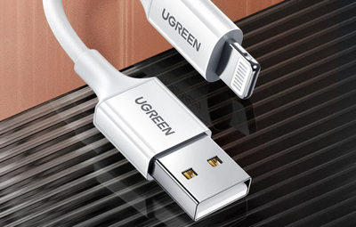 Kabllo Lightning në USB UGREEN US155, 0.25m, 2.4A, e bardhë