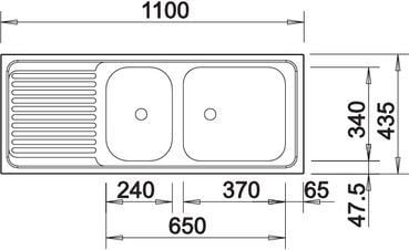 Lavaman kuzhine Blanco Top EZS 11 X 4, 110 x 43.5 cm, çelik inox, ngjyrë argjendi