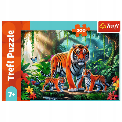 Пазл Trefl Навики на тигар, 200 парчиња, за деца