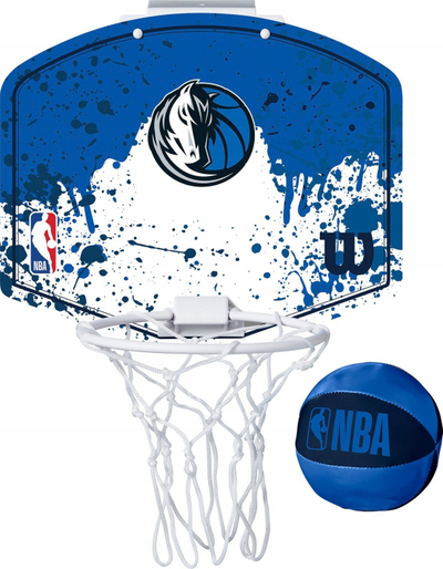 Set mini basketbolli Wilson NBA Dallas Mavericks WTBA1302DAL, 30 x 25 cm, për mur ose derë, blu e bardhë