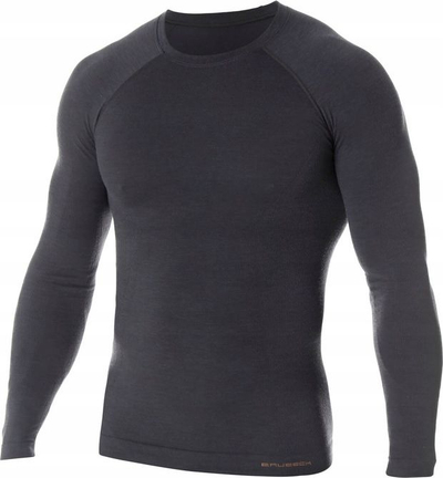 Bluzë termike për meshkuj Brubeck Active Wool LS12820, me mëngë të gjata, madhësia M, ngjyrë grafit