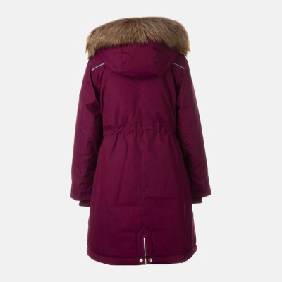 Parka dimri për goca Huppa Mona 2, me kapuç me gëzof, madhësia 140 cm, ngjyrë vishnje