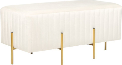 Stol kadife DAYTON Velvet Cream, tapicim kadife, këmbë metalikë ngjyrë ari, krem