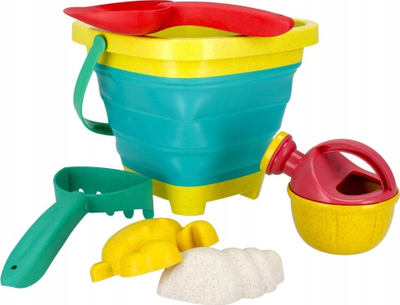 Set lodër rëre Mega Creative 490968, kovë me gjëra shoqëruese, plastikë dhe silikon, shumëngjyrësh