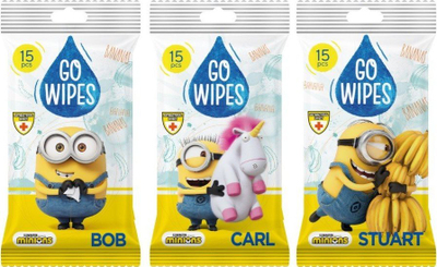Shamponeta të lagura GoWipes Minions, për lëkurë të hidratuar, 15 copë