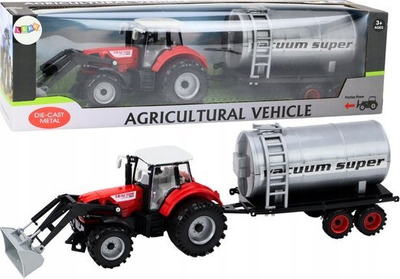 Lodër traktor me cisternë Leantoys, 58 cm, plastikë, i kuq