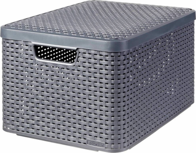 Set kuti organizuese Curver Rattan L, 3 copë, me kapak, antracit