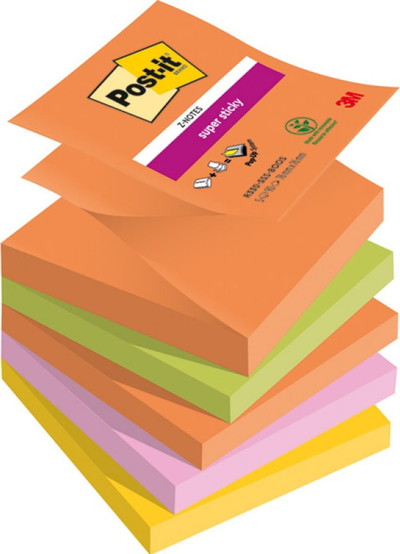 Shënime vetëngjitëse 3M Post-it Super Sticky Z-Notes BOOST, 76x76mm, 5x90 fletë, shumëngjyrëshe