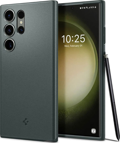 Këllëf telefoni Spigen Thin Fit për Samsung Galaxy S23 Ultra, plastikë e fortë, rron me karikim wireless, jeshile Abyss